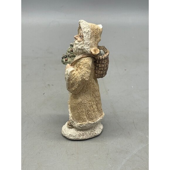 Christmas Santa figurine tree brown white basket of toys 4.5" READ - Picture 2 of 7